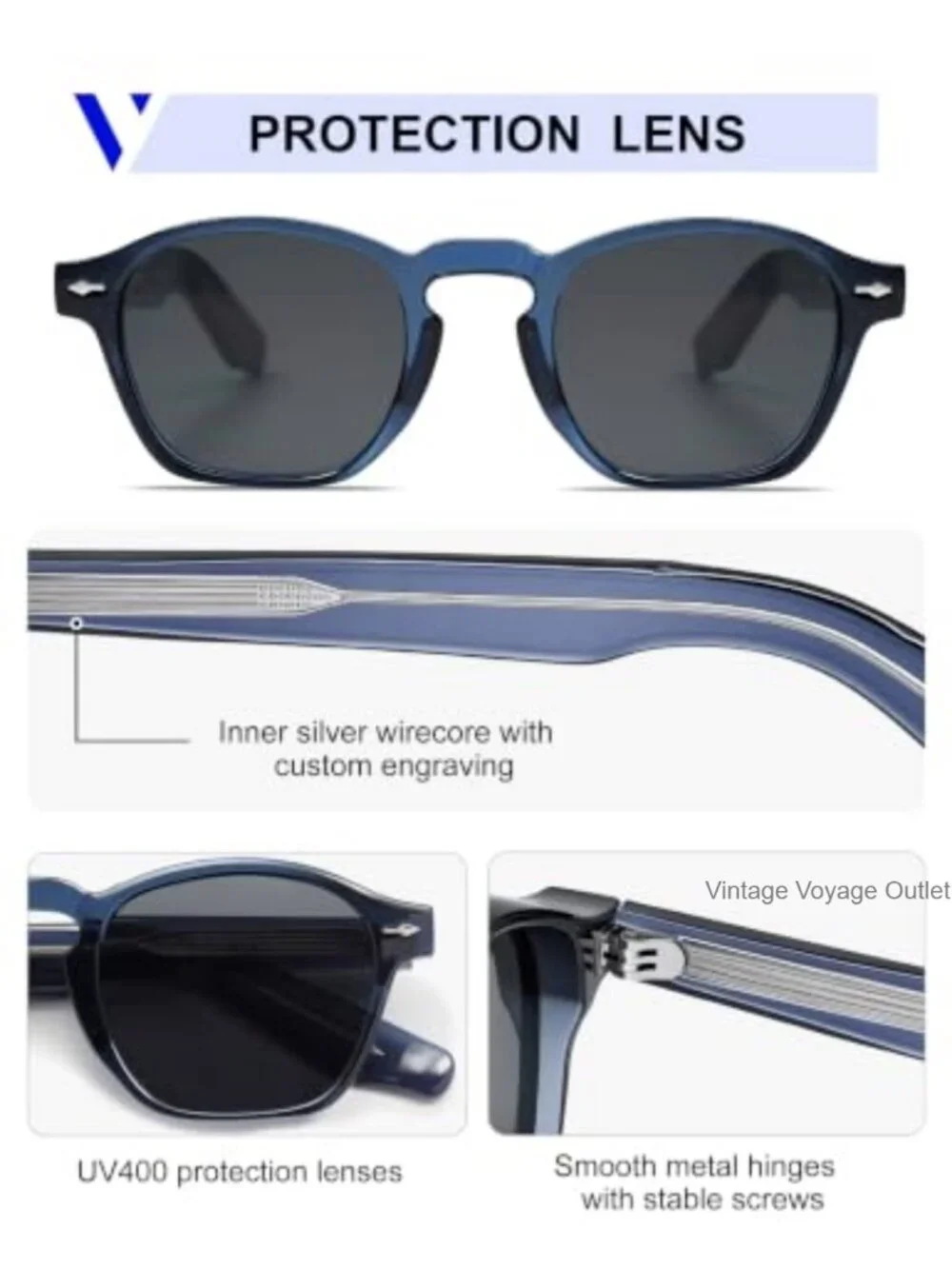 Retro Square Sunglasses UV400 Protection for Men Women Slim Frame Vintage
